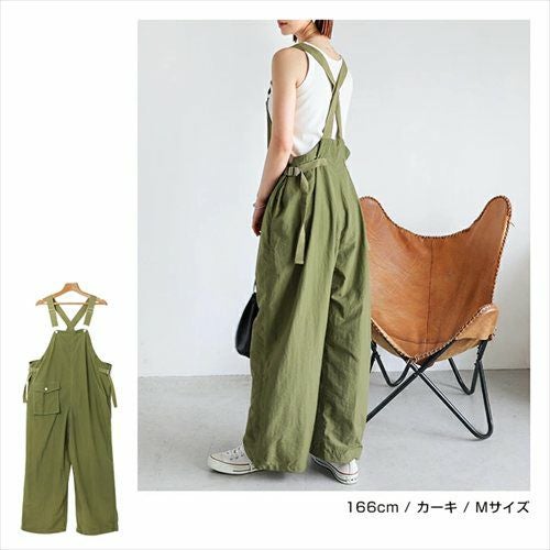 ワーク ワイド サロペット レディース ボトム オーバーオール オールインワン パンツ ワイドパンツ ジョガーパンツ キャミサロペット ズボン 体型カバー 太ももカバー ゆったり 楽ちん イージーケア 2way ポケット ノースリーブ カジュアル 春 夏 秋 冬 送料無料 t04