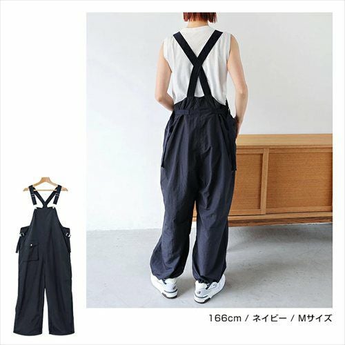 ワーク ワイド サロペット レディース ボトム オーバーオール オールインワン パンツ ワイドパンツ ジョガーパンツ キャミサロペット ズボン 体型カバー 太ももカバー ゆったり 楽ちん イージーケア 2way ポケット ノースリーブ カジュアル 春 夏 秋 冬 送料無料 t04