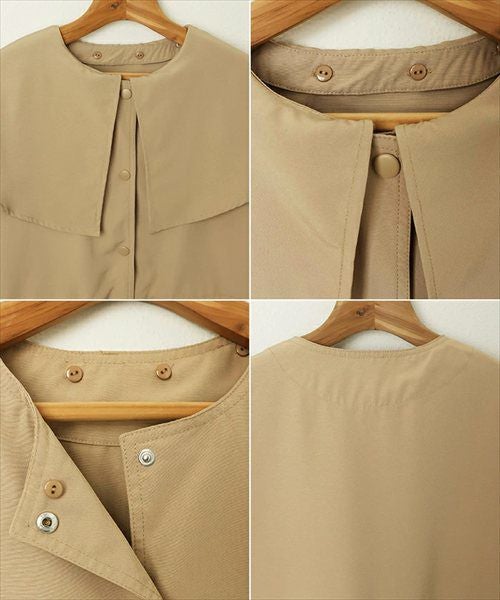 2way ノーカラー マウンテンパーカー レディース ノーカラージャケット アウター ジャンパー 羽織り オーバーサイズ 体型カバー ゆったり 楽ちん 長袖 ポケット ペプラム フレア ケープカラー リボン ミドル丈 きれいめ オフィス カジュアル 秋服 防寒オフィス 春 秋 冬 t04