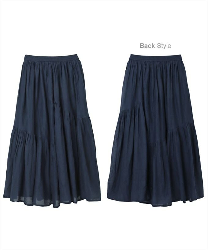 インド綿 ギャザー スカート ウエストゴム レディース コットン ロング丈 切替 体型カバー 楽ちん リラックス フェミニン ボリューム感 ナチュラル ロング ロング丈 レディースボトム おしゃれ かわいい 大人 ファッション きれいめ 学生 カジュアル 綿100％ 春 夏 秋 冬