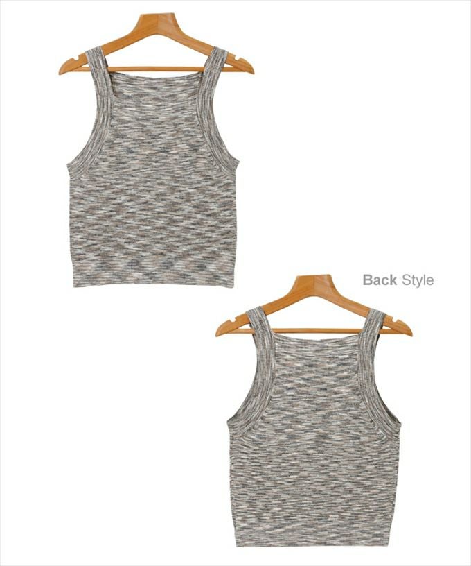 メランジニット アメスリ タンク レディース グラデーション かすり糸 クロップド丈 インナー スクエアネック ニュアンス ミックス感 袖なし おしゃれ かわいい タンクトップ 大人 女性 きれいめ カジュアル カットソー インナー 女性 トップス M L 春 夏 秋 【mail】