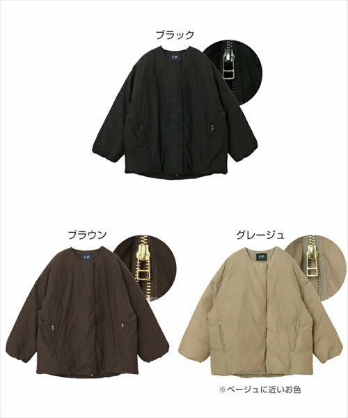 ノーカラー サイドジップ ダウンジャケット レディース フレンチダウン ノーカラージャケット コート 羽織り オーバーサイズ 体型カバー ゆったり ドルマン ポケット 軽量 きれいめ カジュアル 冬服 あったか 暖か 防寒 S M 秋冬 春 秋 冬 evernavy エバーネイビー t04