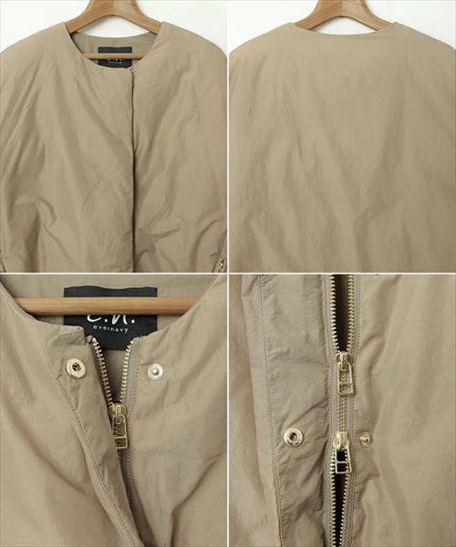 ノーカラー サイドジップ ダウンジャケット レディース フレンチダウン ノーカラージャケット コート 羽織り オーバーサイズ 体型カバー ゆったり ドルマン ポケット 軽量 きれいめ カジュアル 冬服 あったか 暖か 防寒 S M 秋冬 春 秋 冬 evernavy エバーネイビー t04