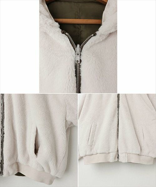 ショート丈 リバーシブル ファー ブルゾン レディース ボアコート ファーベスト ファーコート ブルゾン アウター MA-1 羽織り パーカー 体型カバー ゆったり ジップ 2way 起毛 フード フーディ きれいめ カジュアル 秋服 冬服 あったか 暖か 防寒 秋冬 春 秋 冬 t04