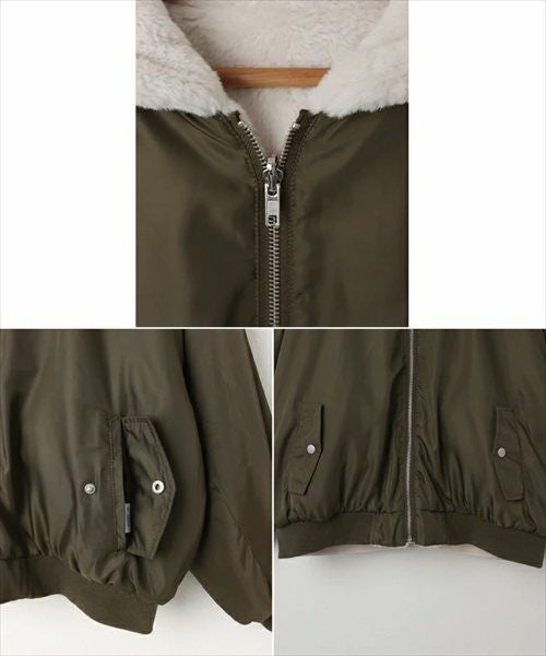 ショート丈 リバーシブル ファー ブルゾン レディース ボアコート ファーベスト ファーコート ブルゾン アウター MA-1 羽織り パーカー 体型カバー ゆったり ジップ 2way 起毛 フード フーディ きれいめ カジュアル 秋服 冬服 あったか 暖か 防寒 秋冬 春 秋 冬 t04