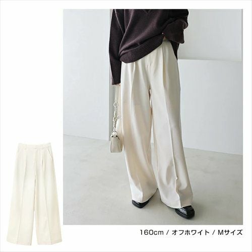 タック スラックス ワイド パンツ レディース ボトム ワイドパンツ タックパンツ リネンパンツ ズボン ウエストゴム 体型カバー 太ももカバー ゆったり 楽ちん ハイウエスト 美脚 ポケット きれいめ オフィス カジュアル セットアップ M L 春夏 秋冬 春 夏 秋 冬 t04 mail