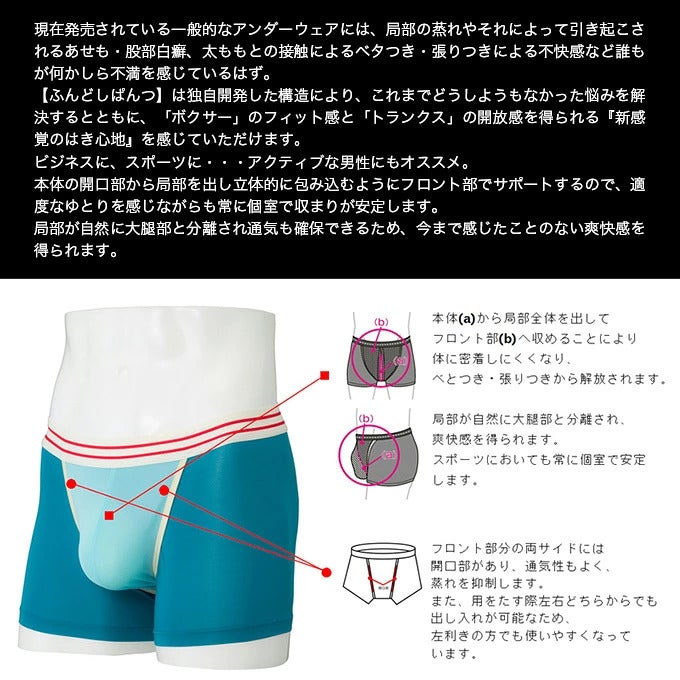 SkySour ふんどしパンツ (BC)ボクサータイプ 送料無料 ボクサーパンツ 男性用 メンズ パンツ ショーツ 下着 ボクサートランクス 二重構造 おしゃれ 防臭 消臭 部屋干 プレゼント ギフト 大きいサイズ M L LL 機能性 インナー ふんどし ショーツ 日本製 スカイサワー 綿